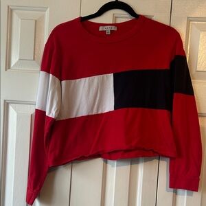 Colorblock Red Black White Long Sleeve Tee
